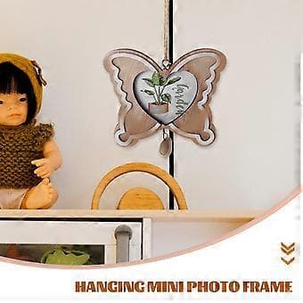 Træ billedramme ornament Ufærdig træ billedramme til Tiny House Decor (Sommerfuglform)