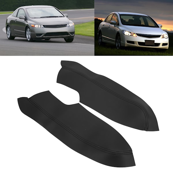 2-pack Mikrofiber Läder Dörrpanel Armstödsskydd Antiscratch Ersättning för Civic 2005‑2011 Svart