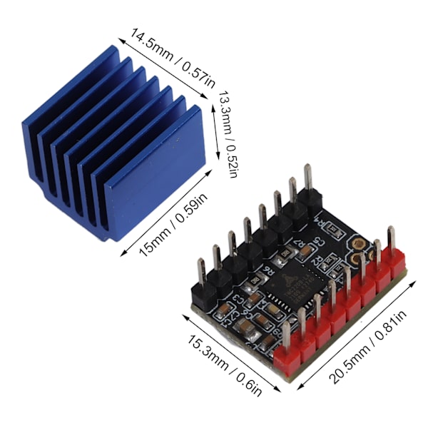 5 sett trinnmotor-driver UART-modus Ultralyd modul med kjøleribbe TMC2209 tilbehør