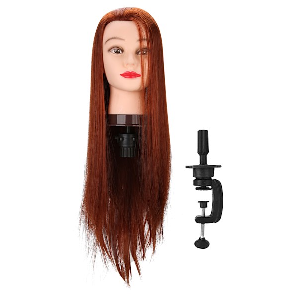 Parukkhode for hårstyling, flettetrening, øving, modellhode, rødbrun