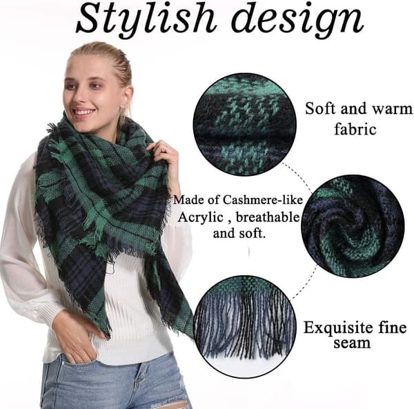 Plaid Tæppe Halstørklæde Vinter Efterår Halstørklæder til Kvinder, Varmt Blødt Tykt Oversized Tartan Sjaler Wraps Halstørklæder