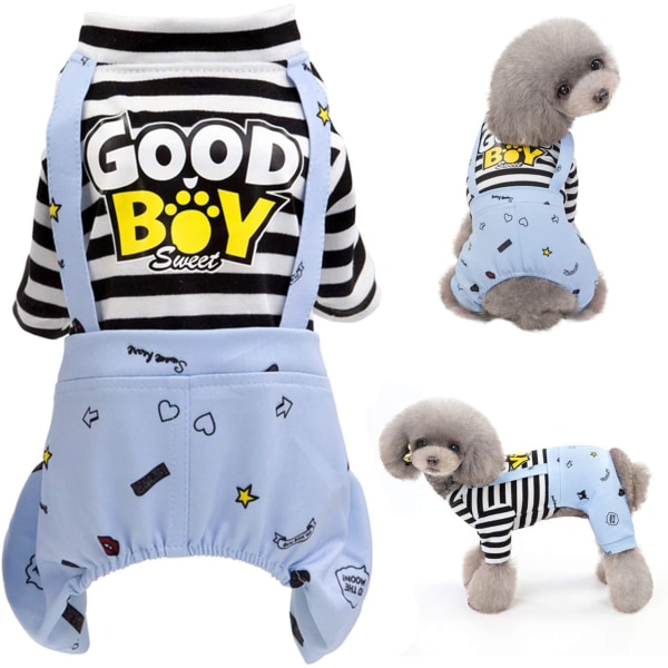 Dog Jumpsuit, Striped Puppy Pajamas, Cute Doggie Kitten Onesies