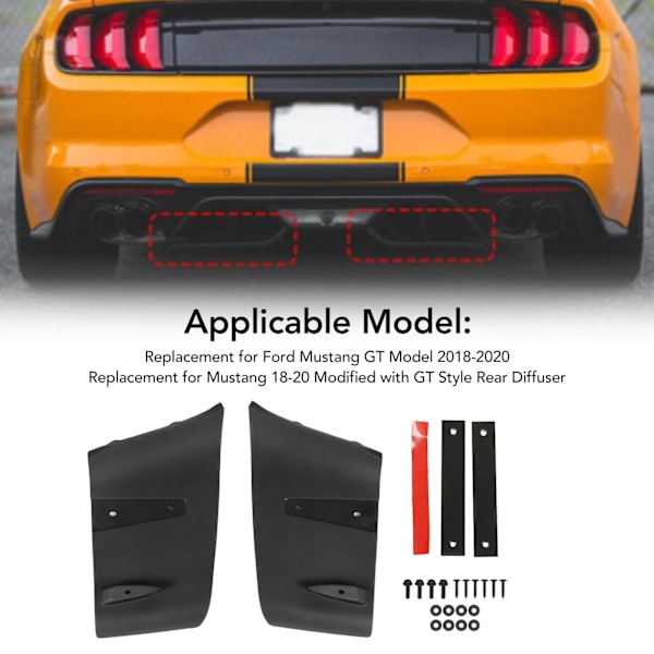 2 st Bakre Stötfångardiffusor Valans Vänster Höger Ersättning för Ford Mustang GT Modell 2018‑2020