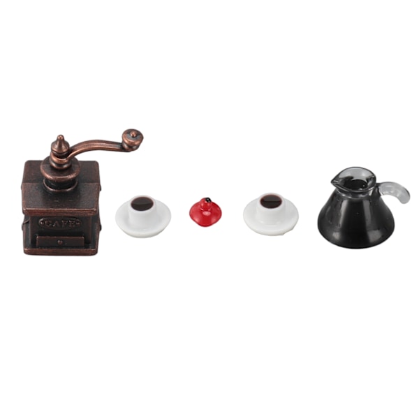 3 Set Dockhus Miniatyr Kaffebryggare 1:12 Kvarn Gryta Ornament Simuleringsmodell Leksaker