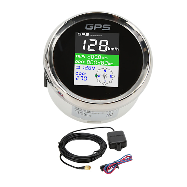 85mm GPS Speedometer Km/h Knot MPH DC9‑32V TFT Skærm IP67 Vandafvisende Hastighedsmåler Universal til Biler Motorcykler Både Sort Skive Sølv Dæksel
