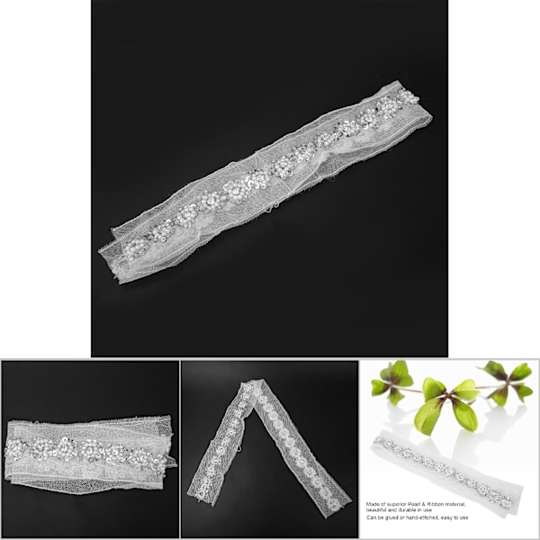 1 Yard Artifical Pearl Beaded Embroidered Lace Ribbon Trim Tape DIY Sewing Craft Applique (#3)