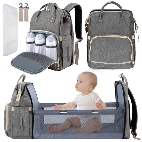 Stor skötväska Ryggsäck Fordable Travel Baby Bed med