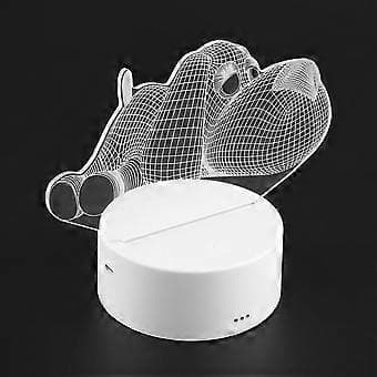 USB 4.5V 3W Syvfarget Lampefot Berøringsbryter 3D Akrylpanel Nattlys Hvit