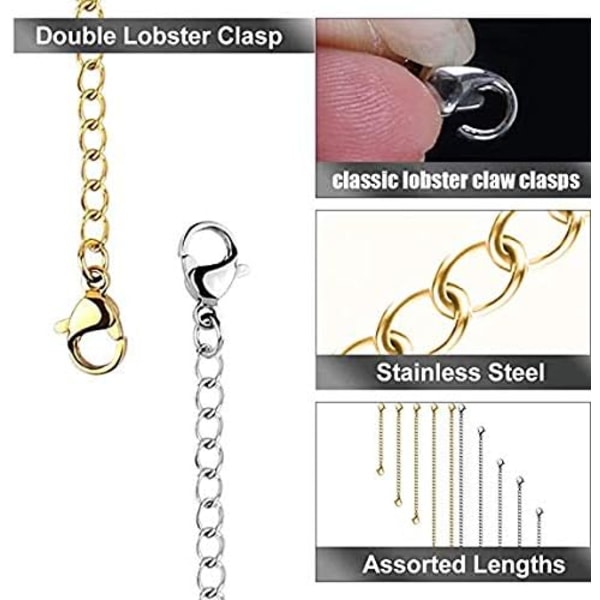 Necklace Extenders, 10Pcs Stainless Steel Necklace Chain Necklac