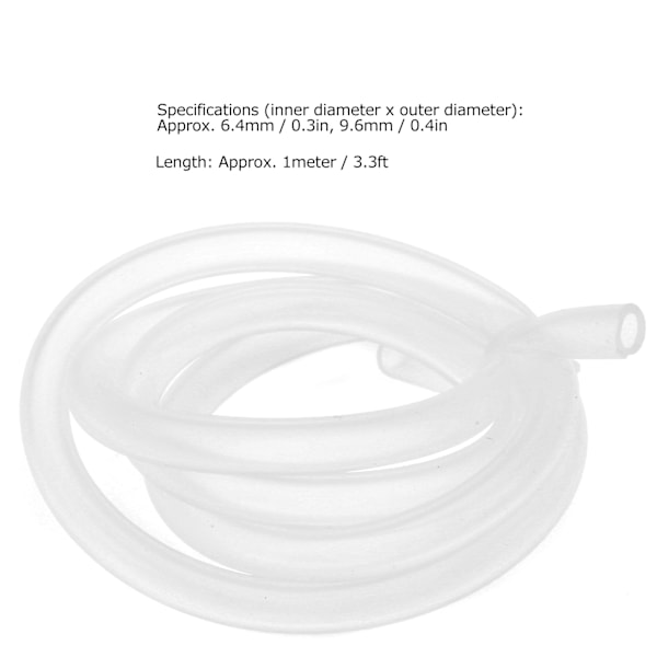 Peristaltisk pumpe slange silikone slange rør hydraulisk udstyr tilbehør transparent 1 meter 6,4 mm x 9,6 mm