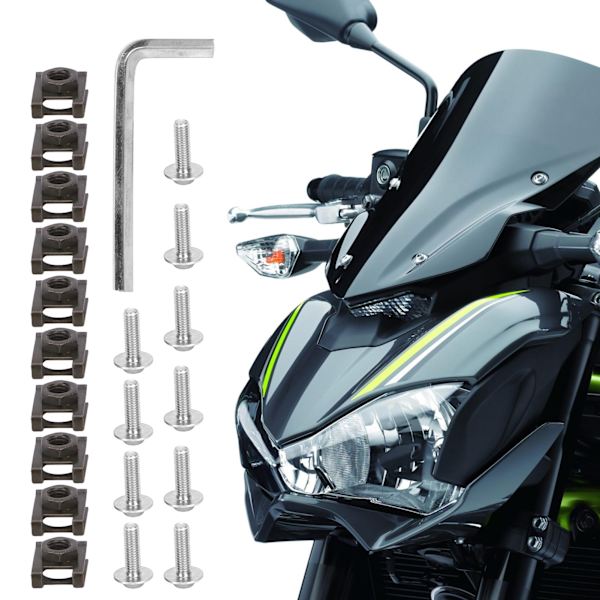 Motorcykel Vindskærm Fairing Bolt Kit M6 Anodiseret Aluminium Udskiftning til KawasakiSølv