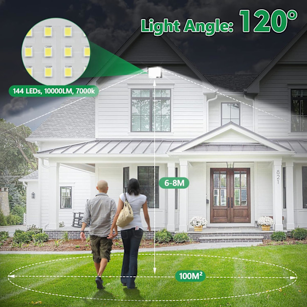 Superstark 100W LED Arbetslampa för Utomhusbruk, Kallvitt Flodljus med Justerbart Metallfäste för Garage Uteplats Fabrik, Enkel Installation
