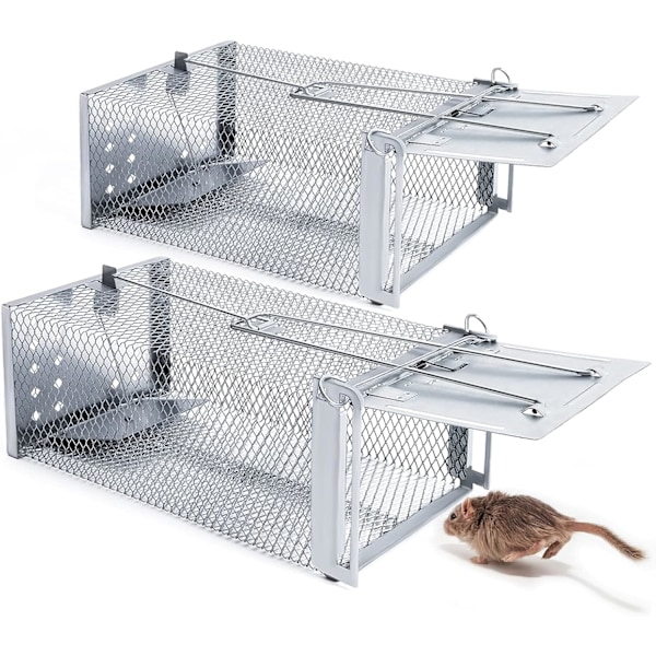 Säkert Skadedjursbekämpningskit, Human råttfälla med giftfri bete för mångsidig användning inomhus och utomhus, robust konstruktion i galvaniserat stål (2-pack)