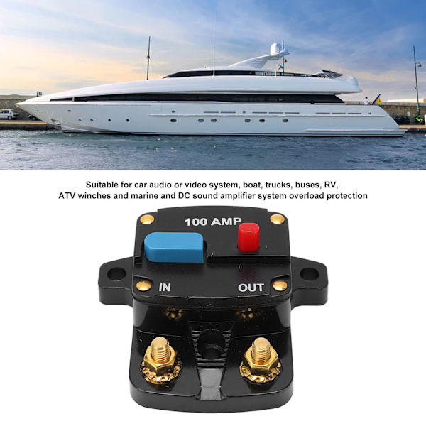 Bil Audio Sikringsautomat Manuel Nulstilling Sikring Inline Inverter Holder til Bil Audio Stereo System Båd Lastbiler Busser 100A