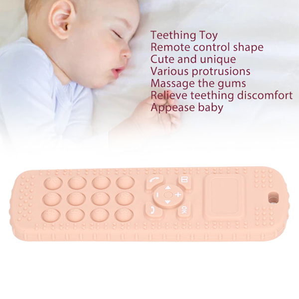 Baby TV Fjernbetjening Formet Tyggelegetøj Bærbar Blød Silikon Spædbarn Tandfrembringelse Tygge Sansestimulerende Legetøj Peach Pink