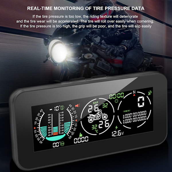 Motorsykkel Head Up Display GPS Overspeed Advarsel Alarm Dekktrykk Monitor for Transport Motor
