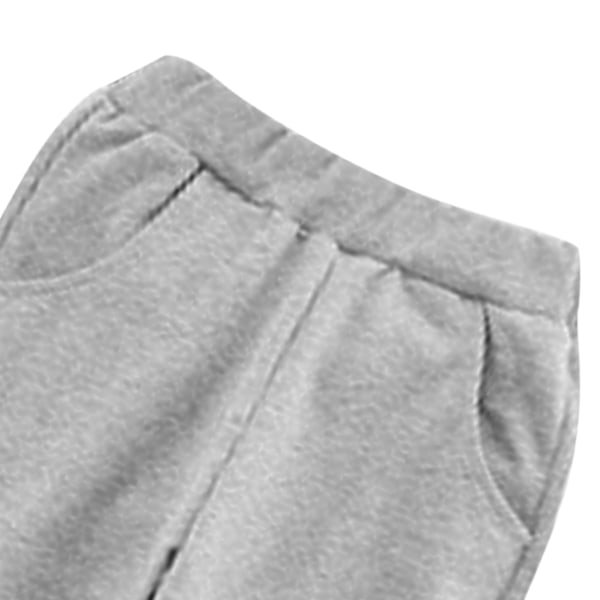 Fleece Mjukisbyxor för Barn Elastisk Midja Supermjuk Bomull Lediga Varma Fleecebyxor för Utomhusbruk Vinter Grå M