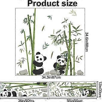 Panda Äter Bambu Väggdekal Söt Tecknad Panda Väggdekaler Vardagsrum Sovrum Soffa TV Vägg