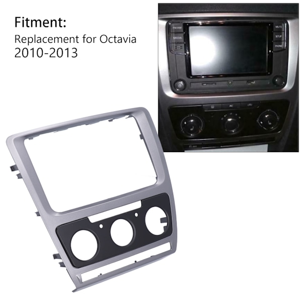 2Din Stereo Radio Fascia Panel Ram Trim Modifierad Ersättning för Octavia 2010-2013