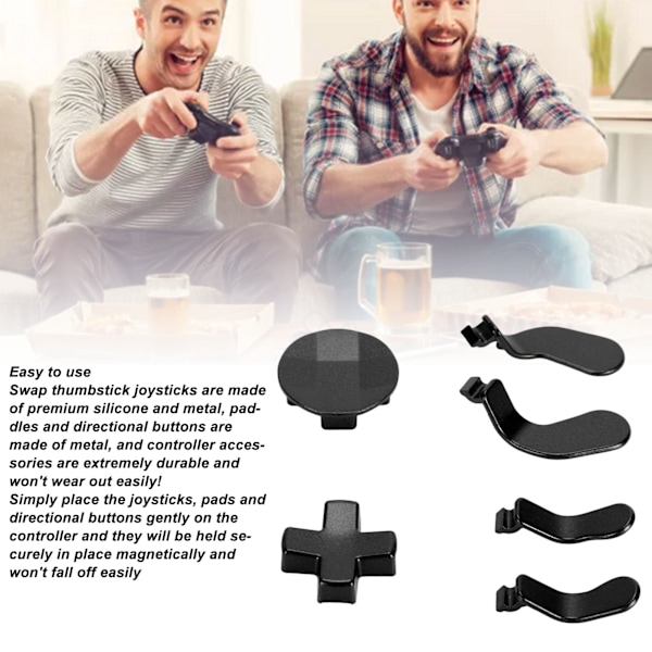 Tillbehör för Xbox One Elite Series 2 Controller Metall Thumbsticks Ersättningsdelar Kit Joysticks Paddlar Kit Svart