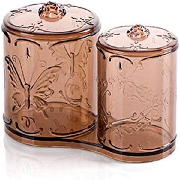 2-i-1 opbevaringsboks, bomuldsrondel dispenser Transparent opbevaringsboks Makeup makeup opbevaringsboks