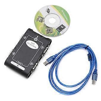 9-pin USB 2.0 til 4 porte RS232 Seriel DB9 COM Controller Konnektorer Adapter Hub Sort