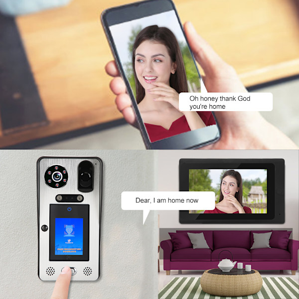 1080P HD 9 tommer Videodørtelefon Trådløs Wifi Ansigt Fingeraftryk Adgangskode RFID Dørtelefon 100-240VAU