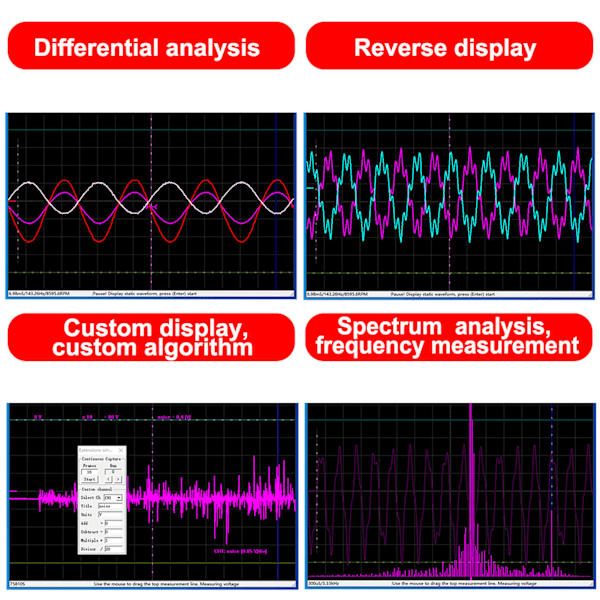 Virtuell oscilloskop WIFI USB 5 kanaler Bærbar håndholdt PC mobiltelefon 0Hz~50kHz frekvensområde 150kHz samplingshastighet