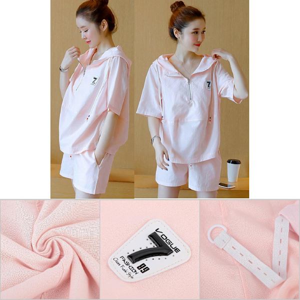 2-pack Mamma Hoodie med Korta Ärmar och Shorts (Rosa, Storlek M)
