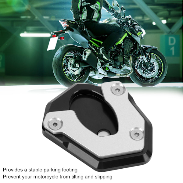 Motorcykel Støttefod Forlænget Plade Aluminium Legering Udskiftning til Z650 Z900 2017‑2019 Sort