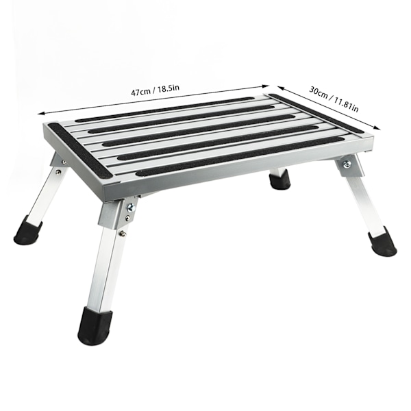 RV-stege Multifunktionell med Gummifötter Silver Stabil Aluminiumlegering Vikbar Stege