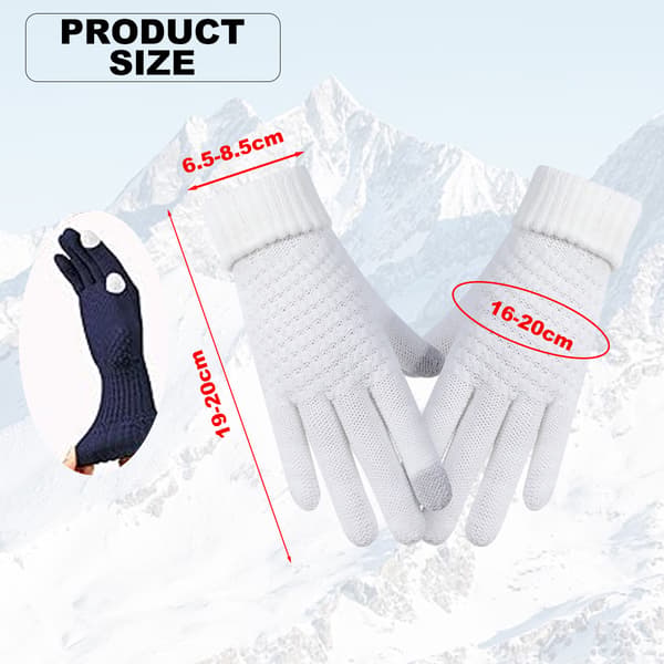 2 st vinterhandskar med pekskärm stickade handskar elastisk mudd vintervarma handskar white