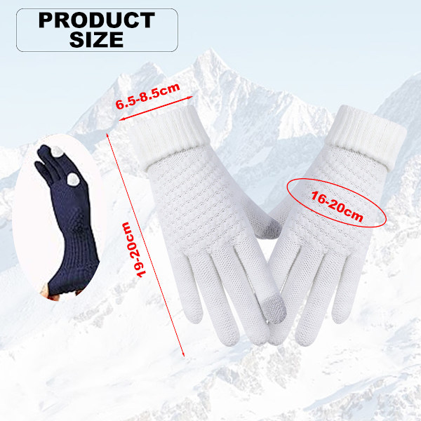 2 stk. vinter touch screen handsker strikkede handsker elastisk manchet vinter varme handsker white