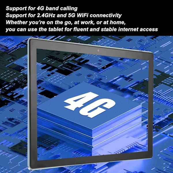 10,1 tums surfplatta för Android 10,1 surfplatta med 6 GB RAM 128 GB ROM 5G WIFI för spel, tittande, läsning EU-kontakt Blå