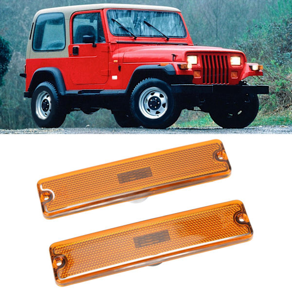 Par Sidemarkørlys Skjerm 56001424 Sterk Lysoverføring Erstatning for Jeep Wrangler YJ 1987‑1995 Gul