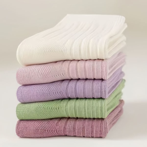 5 Par Crew Toddler Strumpor Enfärgade Mellanhöga Mjuka Bomullsstrumpor för Höst Vinter M (13‑15cm för 3‑5 År)