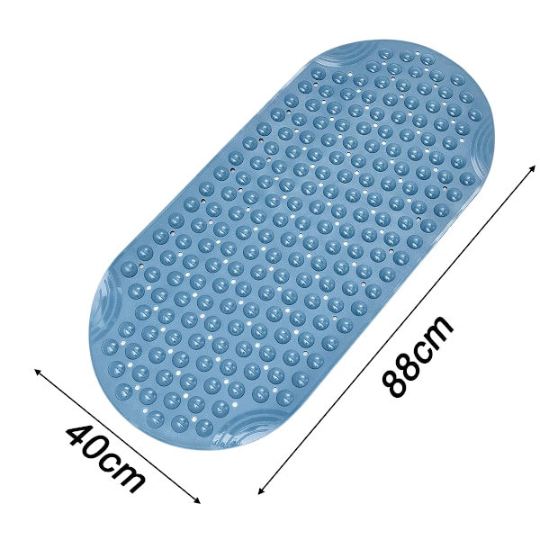 Badekar måtte Bruse måtte Anti-slip, 88*40cm, Badekar gulvmåtte med sugekopper og drænhuller Blue