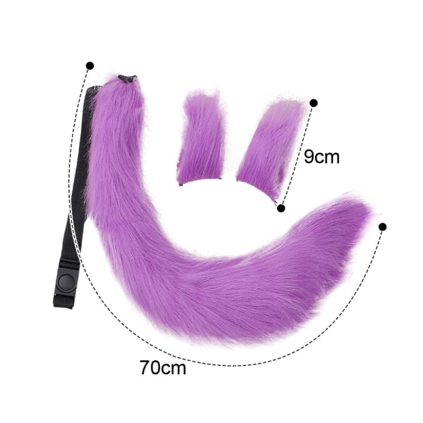 Wolf Fox Animal Ears Tail Set Wolf Ears Tail Kostym Rävöron ha Purple