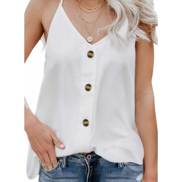 Ärmlös skjorta för kvinnor, sexig och snygg, vit, storlek XXL