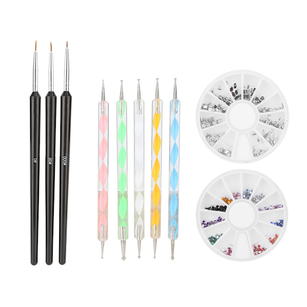 Professionelt Neglekunst Penslesæt Linietegning Maling Pen Rhinestone Polish Manicure Værktøjer