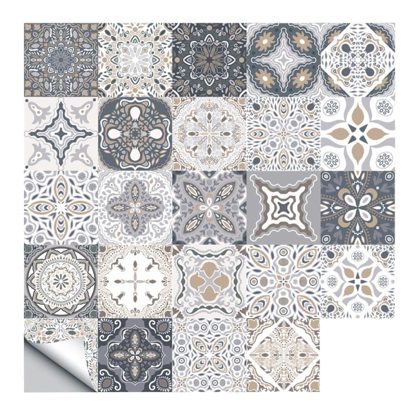 Retro mönster keramiska plattor klistermärken kök badrum simulering