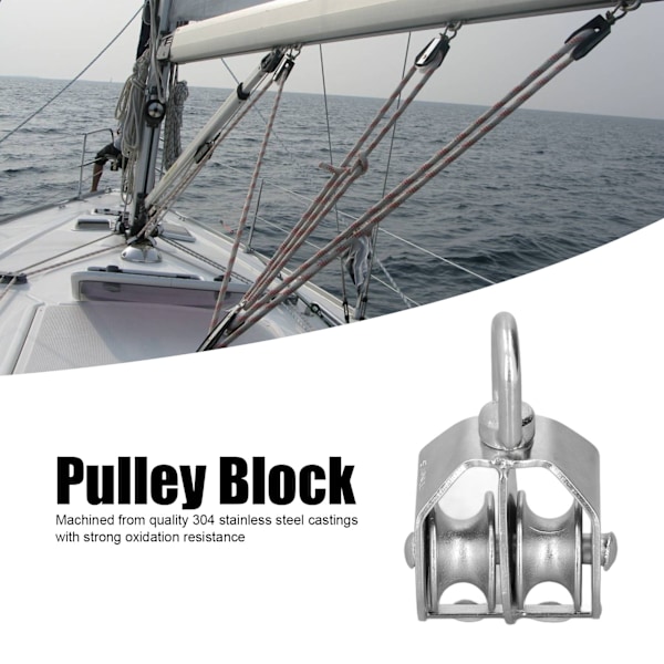 32mm/1,3 tommer Marine Trinse Dobbelt Hjul Rulle 250kg Belastning 304 Rustfrit Stål til Yachter Speedbåde