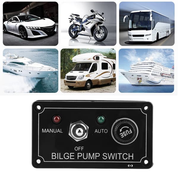 12V DC LED Indikator Länspumpspanel Manuell / Av / Auto för Båt Marin
