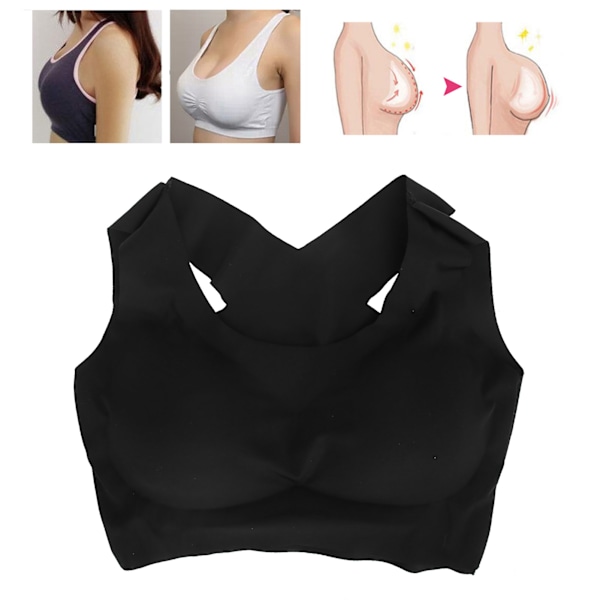 Women Underwear Push Up Breast Holding Back Posture Correction Front Buckle BraXXL Black