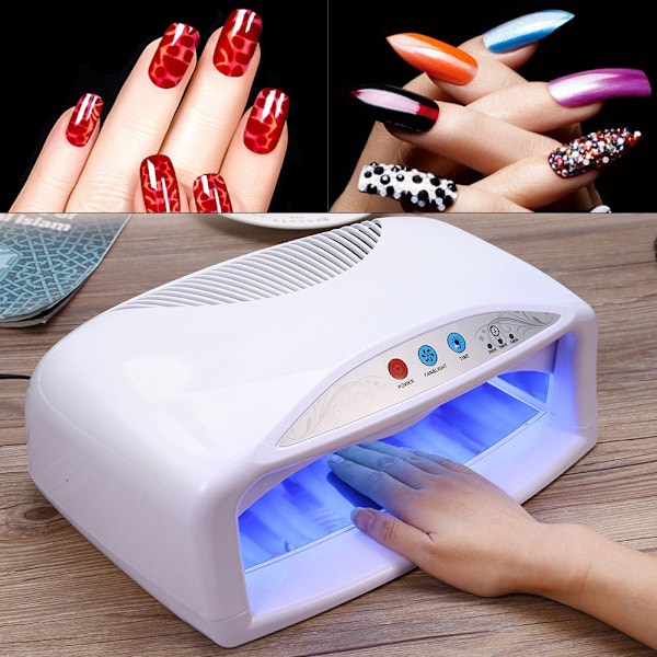 54W UV-nagellampa för snabb torkning av gellack med fläkt och timerinställning, US 110V