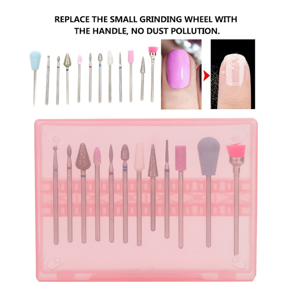 12-pack nagelkonst keramik slipning manikyr borrhuvud poleringsverktyg set (06)