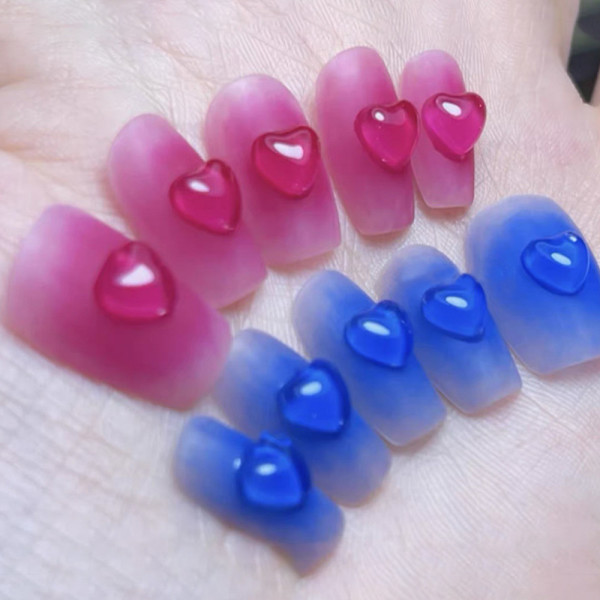 3-pack transparenta hjärtformade nagelkonstdekorationer, 3D kärlekshjärtan strass