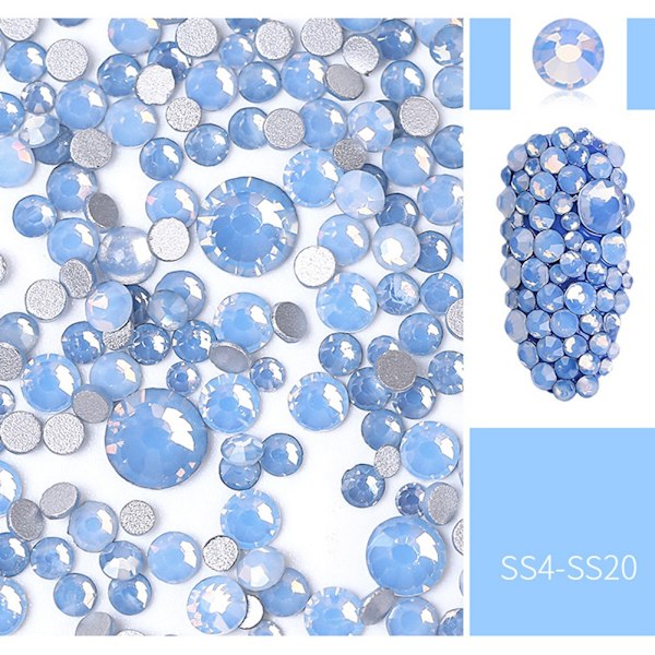 3D Rhinestones Manicure Flad Base Mini Perler Nail Art Dekoration (Blå)