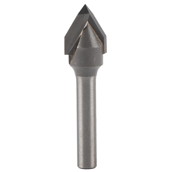 Fräsfräs 60 Grader V-Typ 45# Kolstål 6mm Skaft med Legeringsspets Träbearbetningsverktyg (60 Grader V-Typ 6X1/2 )
