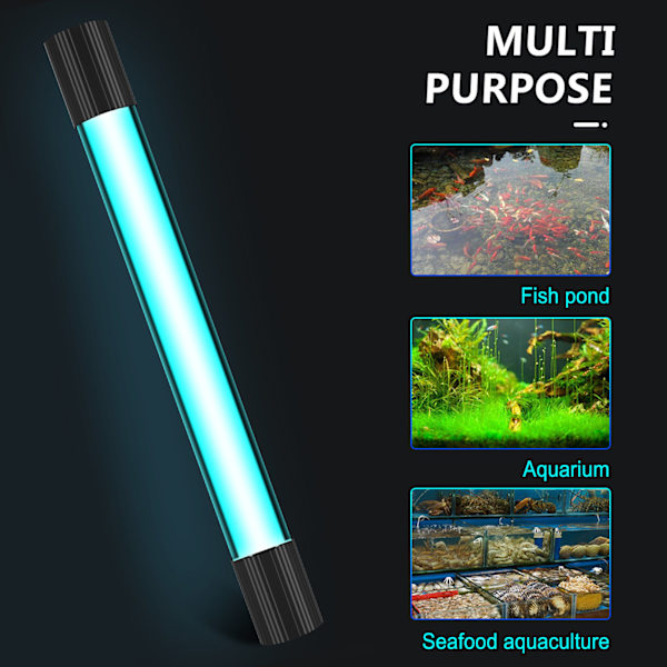 Amfibisk Ultraviolet Lys Rengøringslys til Fisketank Akvarium Køkken Soveværelse EU Stik 220V9W